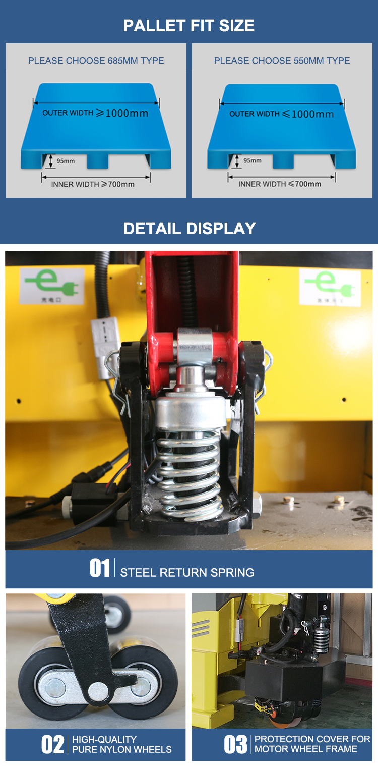 550 mm and 685 mm pallet fit guide and component details