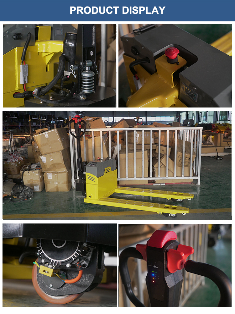Pallet truck handle motor and spring close-up views