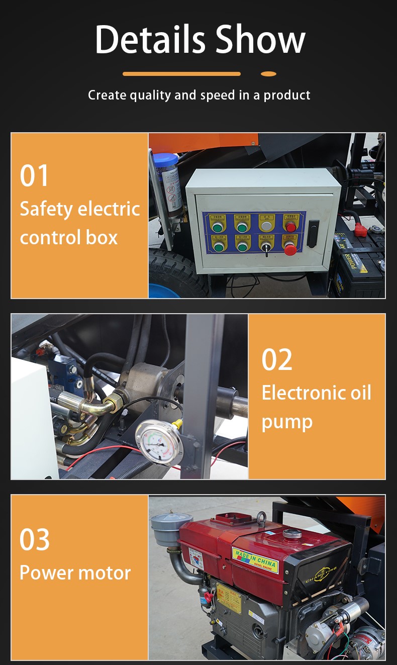 Source component details showing the control box, hydraulic assembly and engine