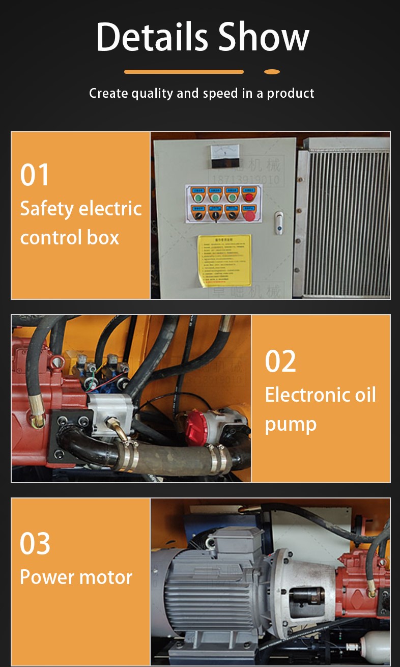 Concrete pump electric control box, hydraulic assembly and motor details